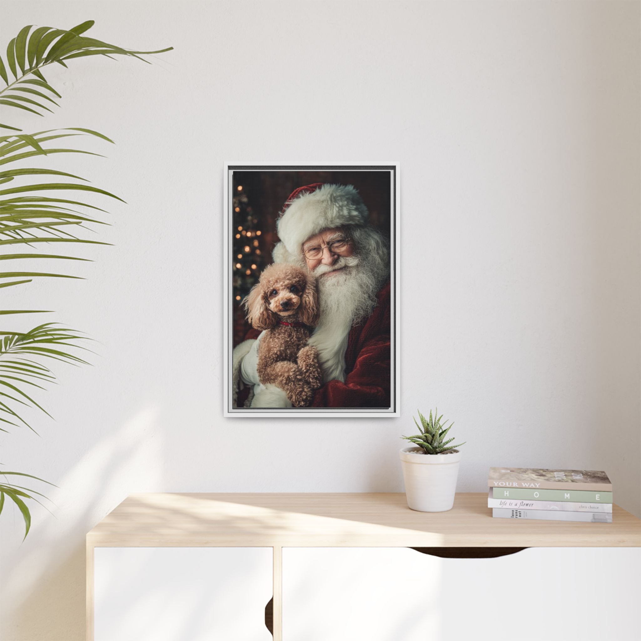 Heartwarming Santa and Poodle Artwork – Holiday Home Décor