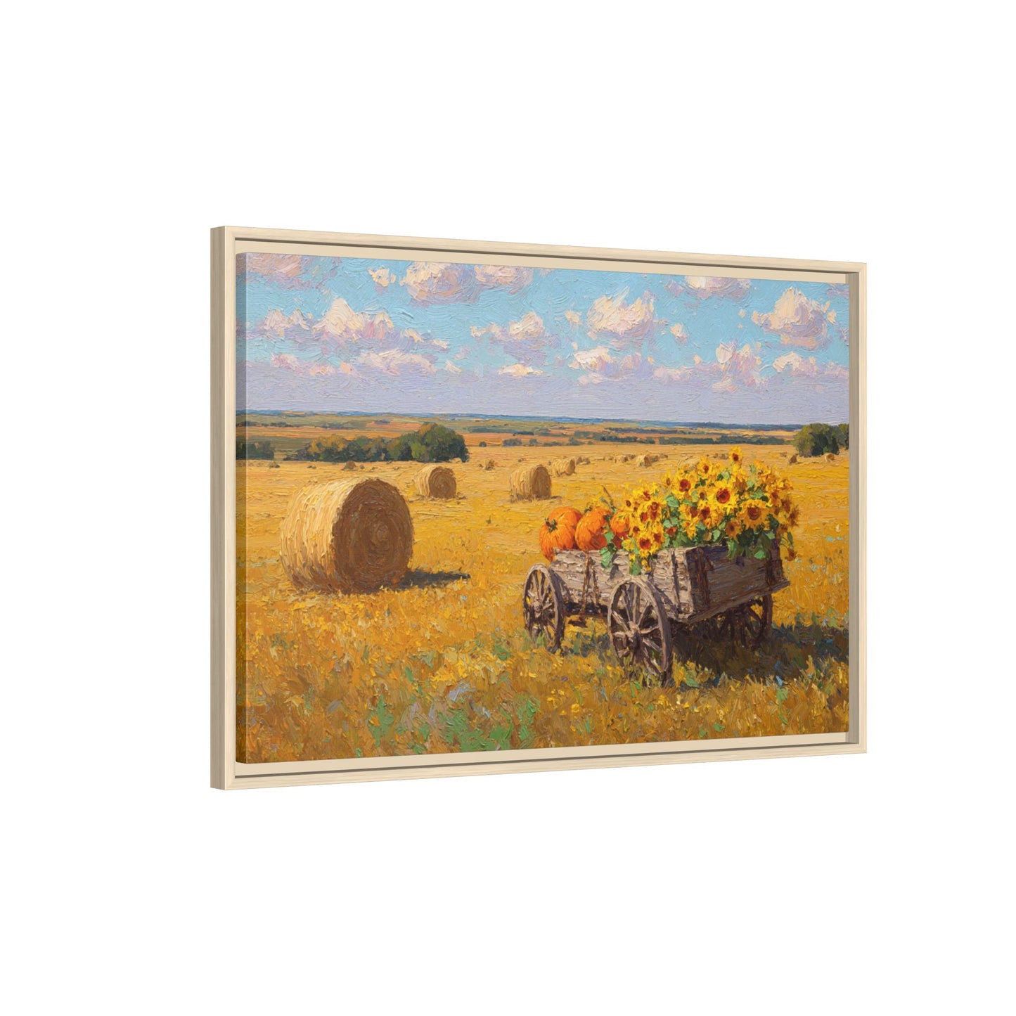 Sunflower Harvest Wagon Decor | Rustic Farm Art for Home