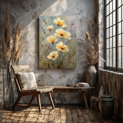 Watercolor Poppy Wall Art – styled room view 5