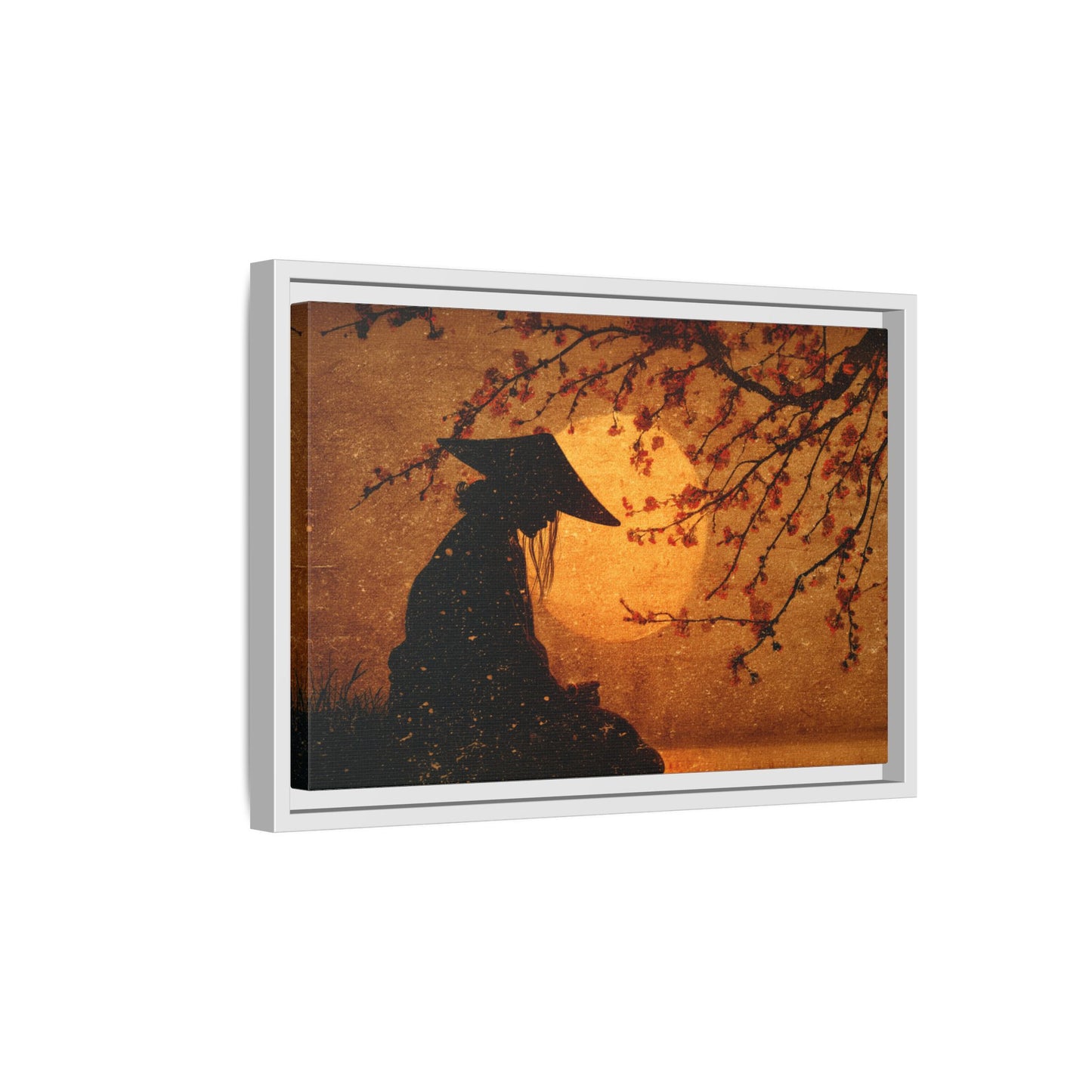 Serene Silhouette of Contemplation | Asian-Inspired Artwork