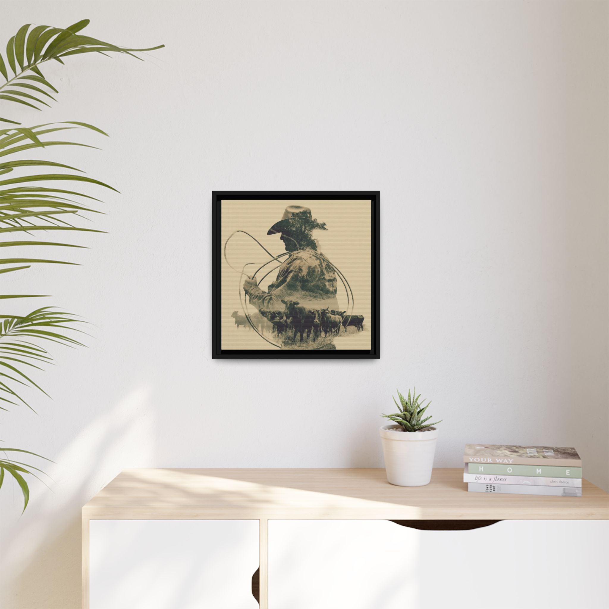 Lone Cowboy Silhouette Art - Vintage Western Charm