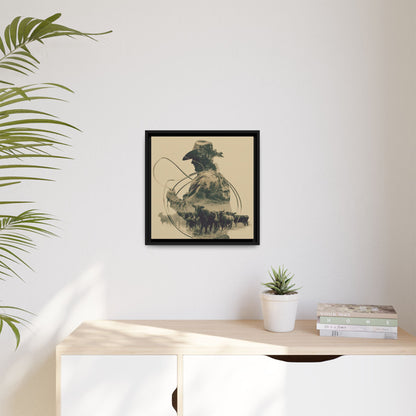 Lone Cowboy Silhouette Art - Vintage Western Charm