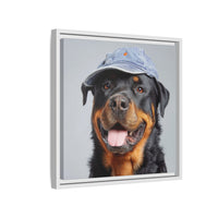 Whimsical Rottweiler Art - Denim Hat Dog Portrait