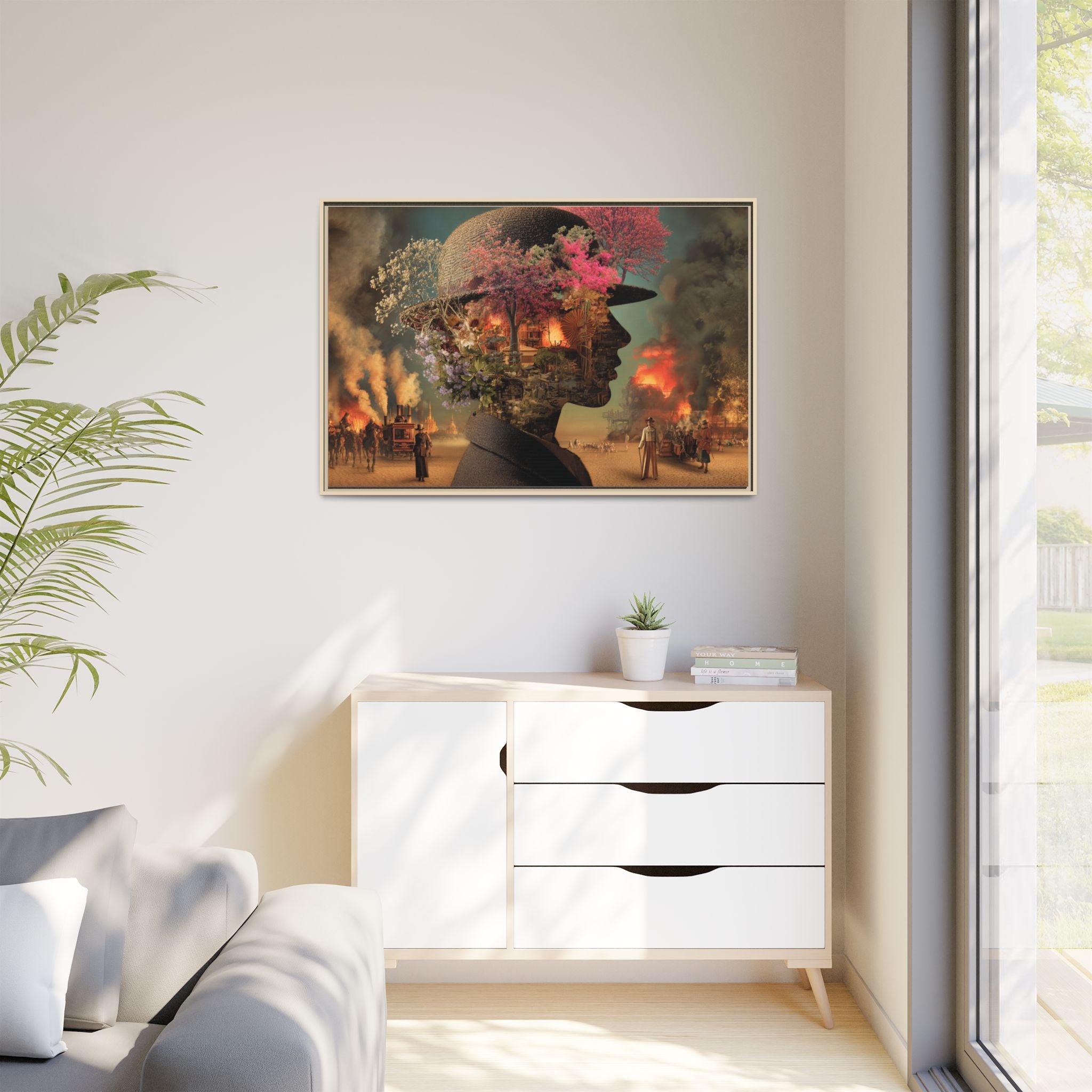 Whimsical Floral Silhouette Art Print | Living Room Décor