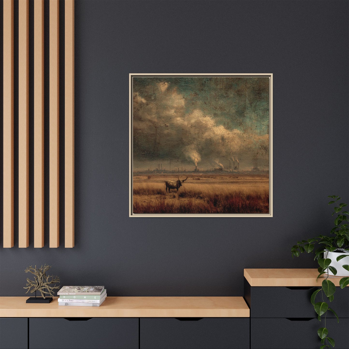 Cattle in Industrial Landscape | Vintage Style Art Print
