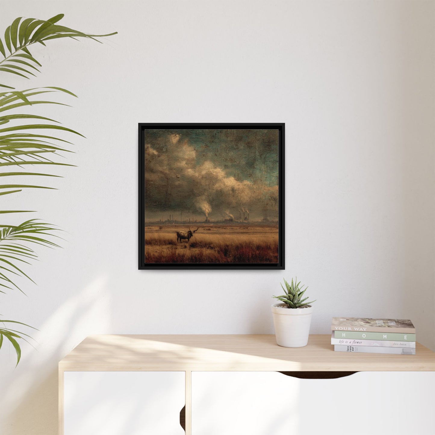 Cattle in Industrial Landscape | Vintage Style Art Print