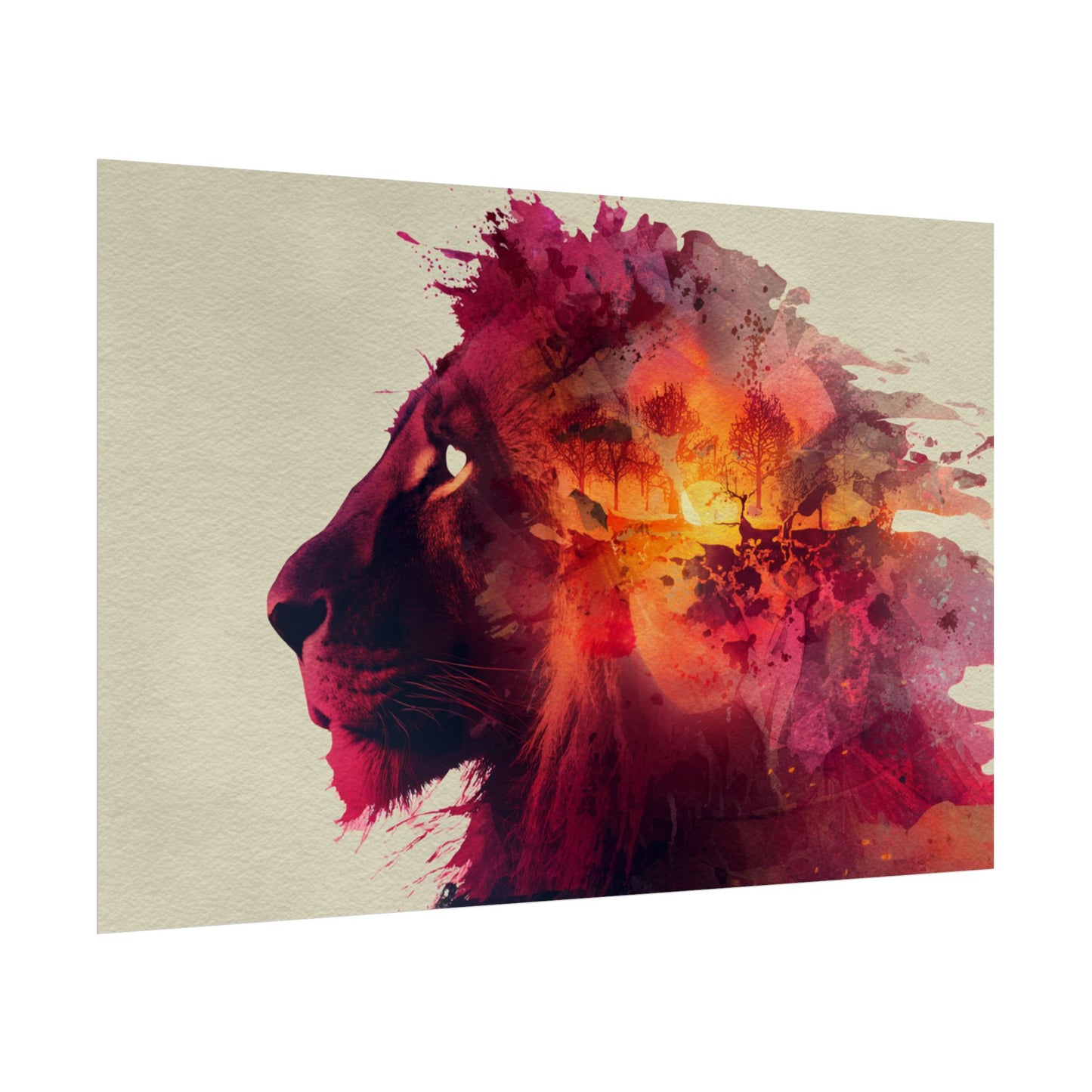 Majestic Lion Watercolor Art | Vibrant Animal Portrait