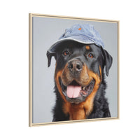 Whimsical Rottweiler Art - Denim Hat Dog Portrait