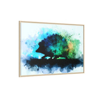 Hedgehog Silhouette Watercolor Art | Nature-Inspired Home Decor