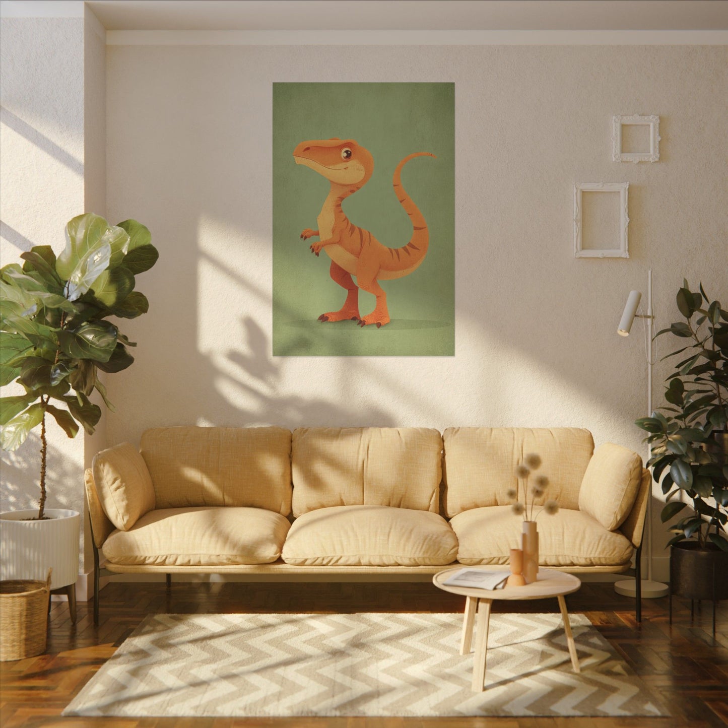 Whimsical Dinosaur Illustration Art for Kids' Rooms