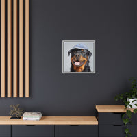 Whimsical Rottweiler Art - Denim Hat Dog Portrait