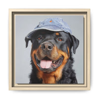 Playful Rottweiler Portrait | Dog Art in Denim Cap