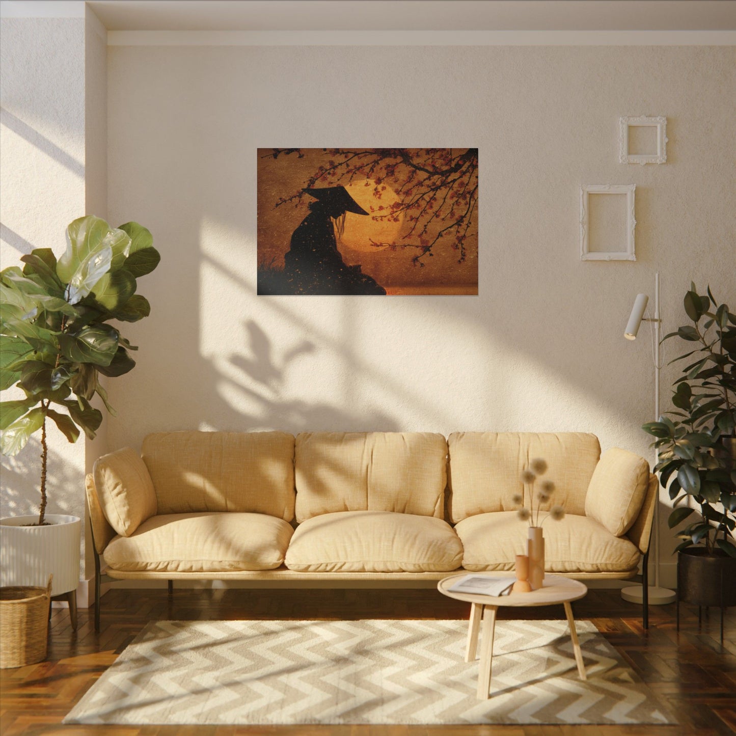 Serene Silhouette of Contemplation | Asian-Inspired Artwork