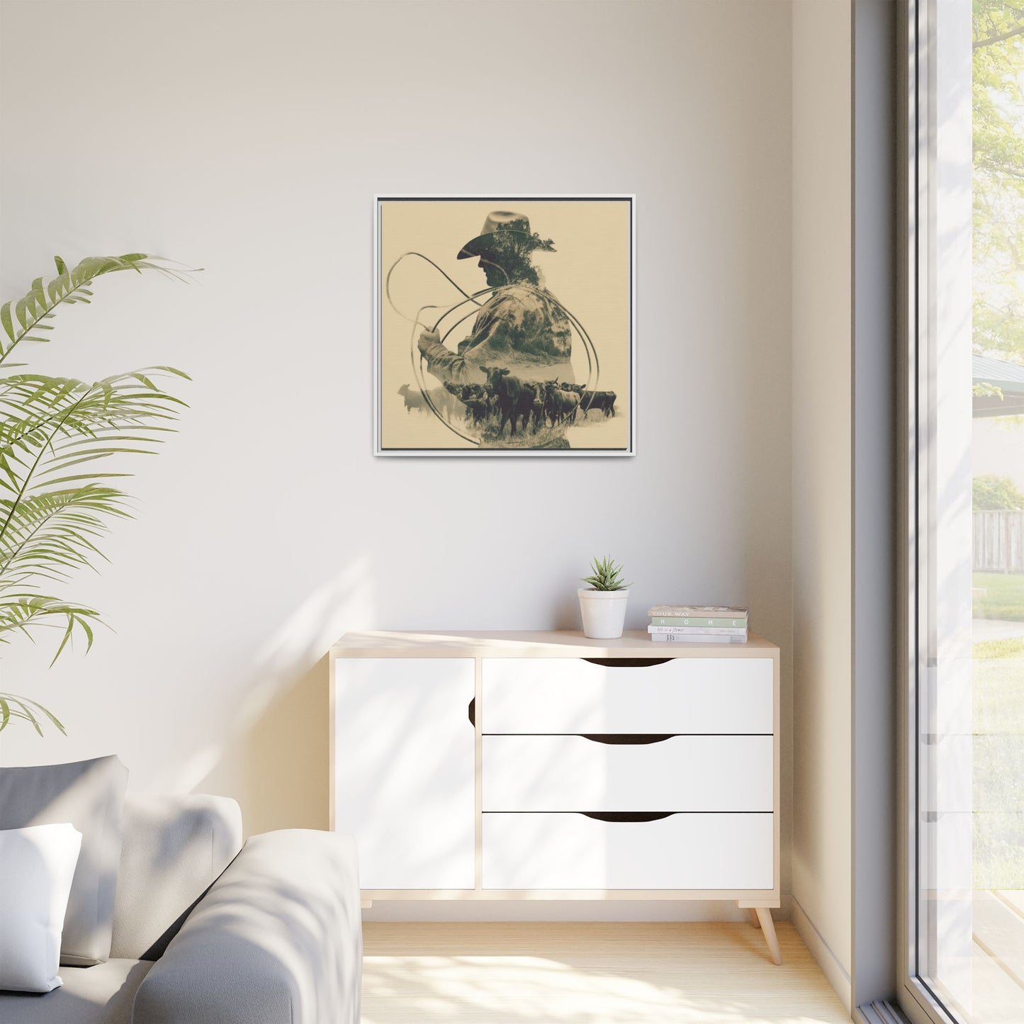 Lone Cowboy Silhouette Art - Vintage Western Charm