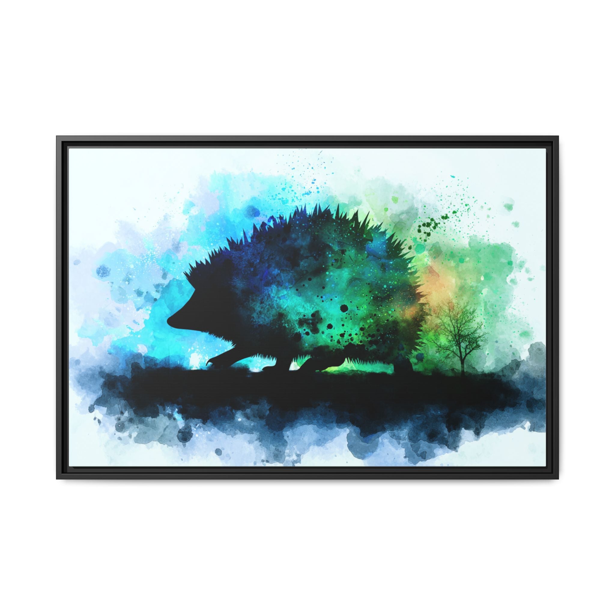 Hedgehog Silhouette Watercolor Art | Nature-Inspired Home Decor