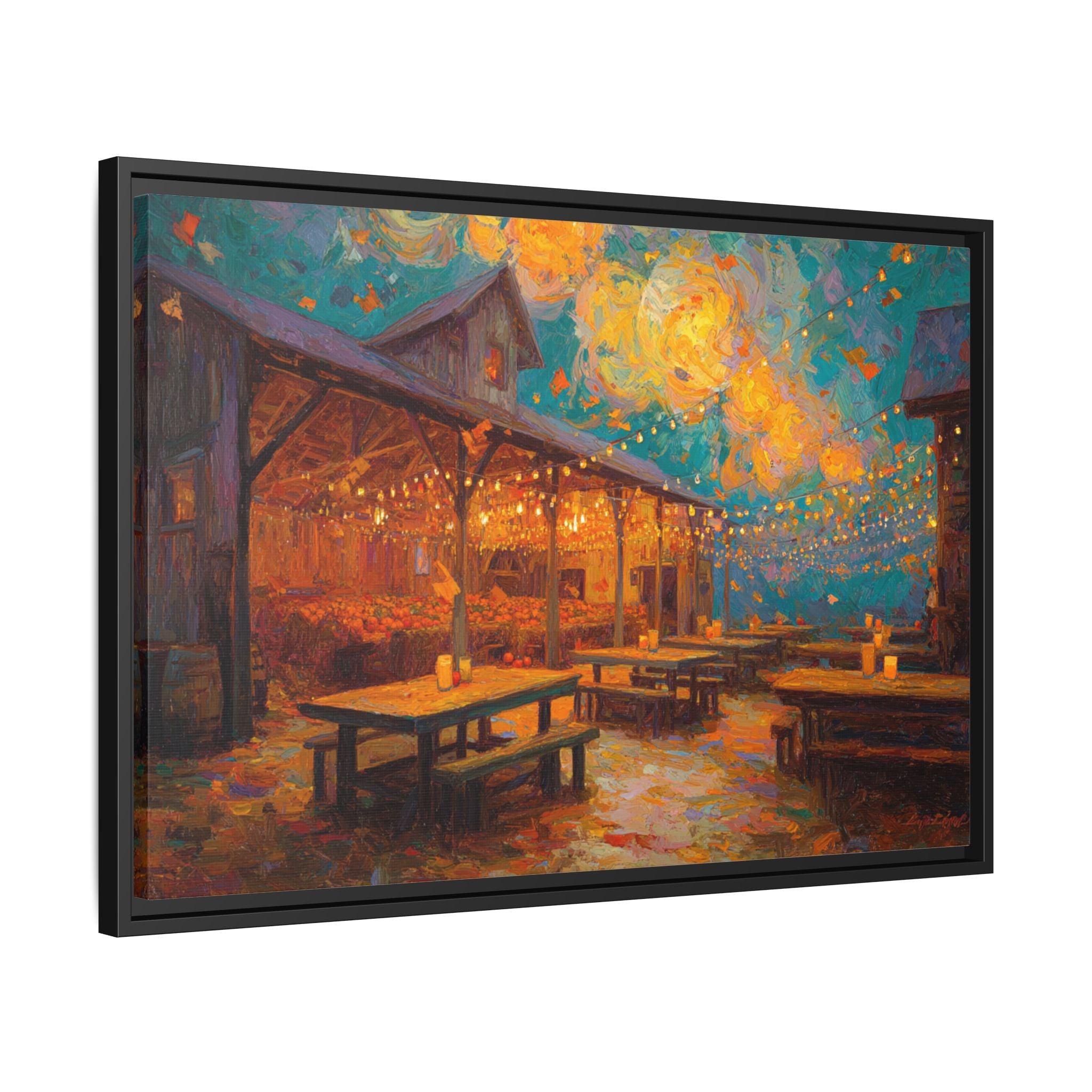 Autumn Festival Night Scene - Colorful Impressionist Art