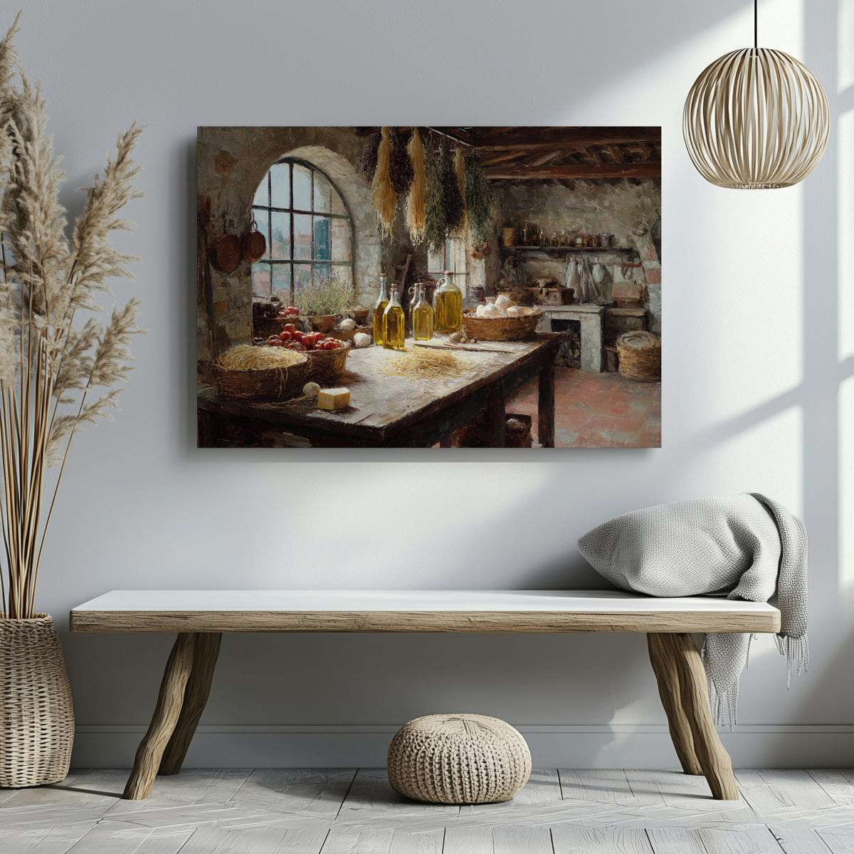 Tuscan Kitchen Canvas Art – styled room view 6
