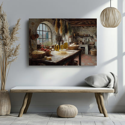 Tuscan Kitchen Canvas Art – styled room view 6
