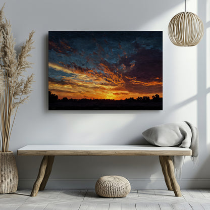 Dramatic Sunset Sky Canvas Print – styled room view 6