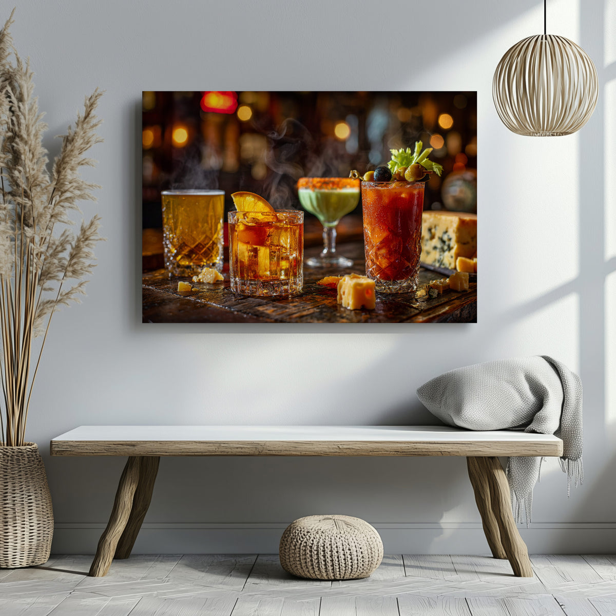 Wisconsin Tavern Cocktail Wall Art – styled room view 5