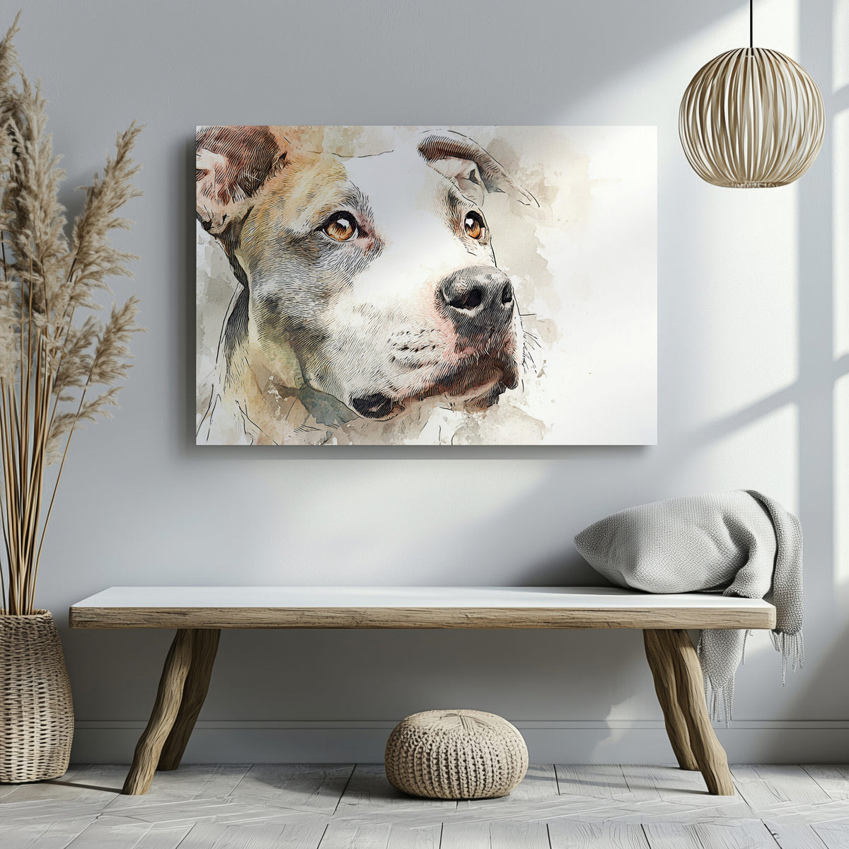 Pit Bull Terrier Canvas Wall Art – styled room view 6