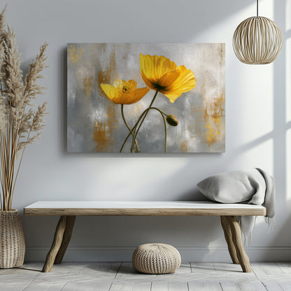 Golden Poppy Flowers Canvas Print – styled room view 6