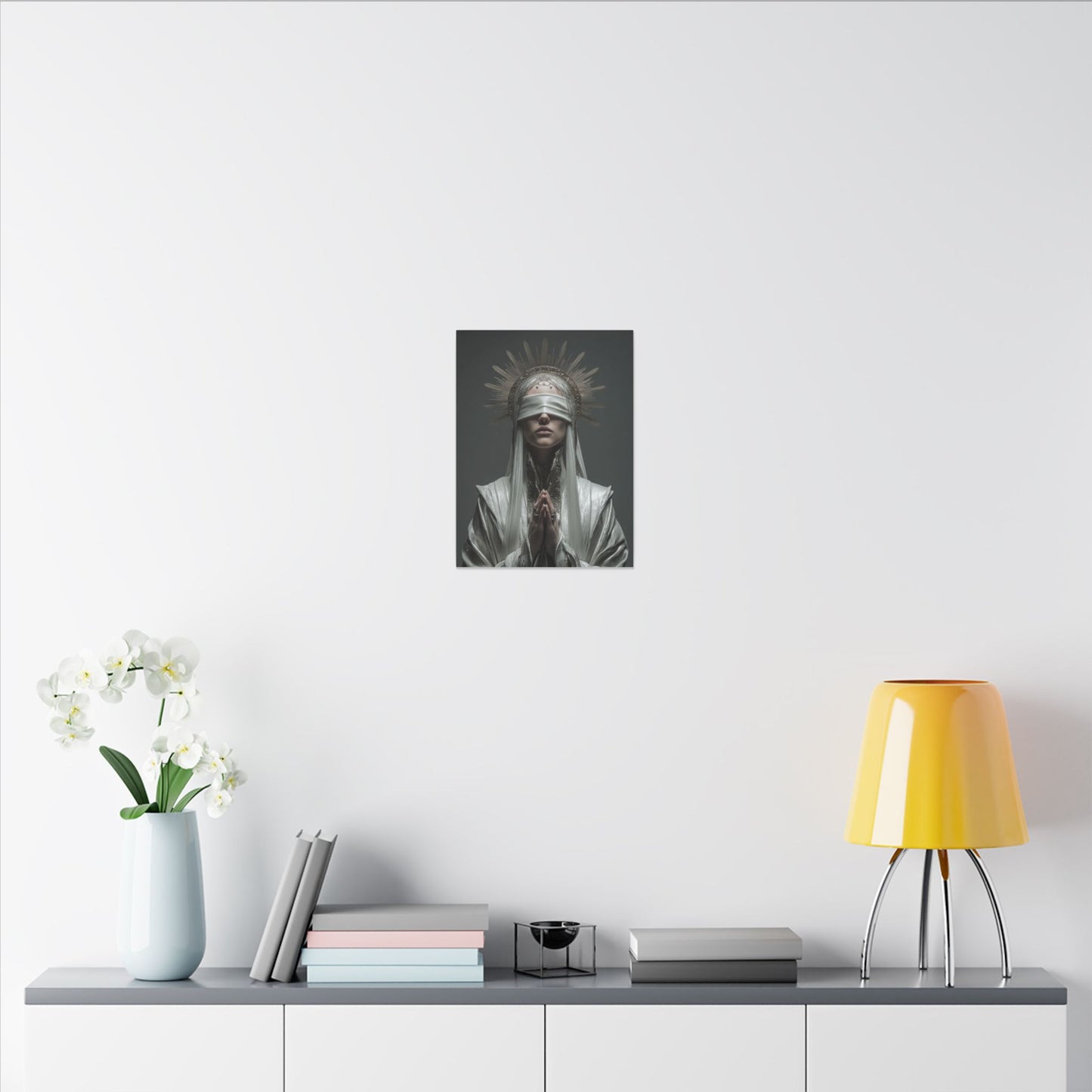 Ethereal Blindfolded Saint Art | Spiritual Home Decor