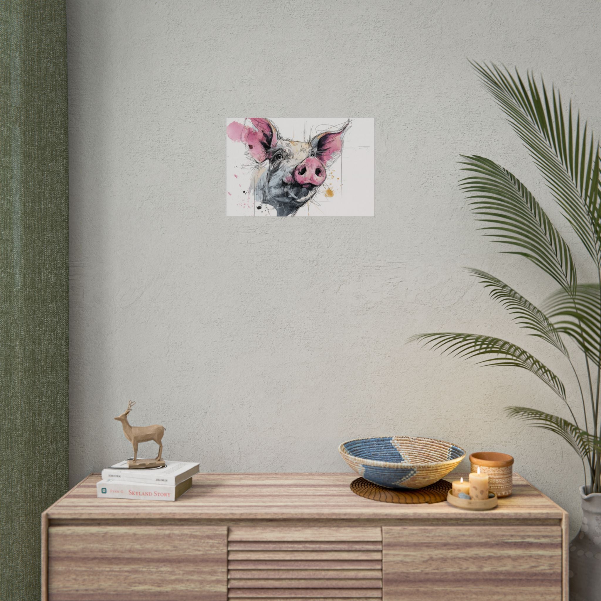 Whimsical Pig Art Print - Playful Farmhouse Decor