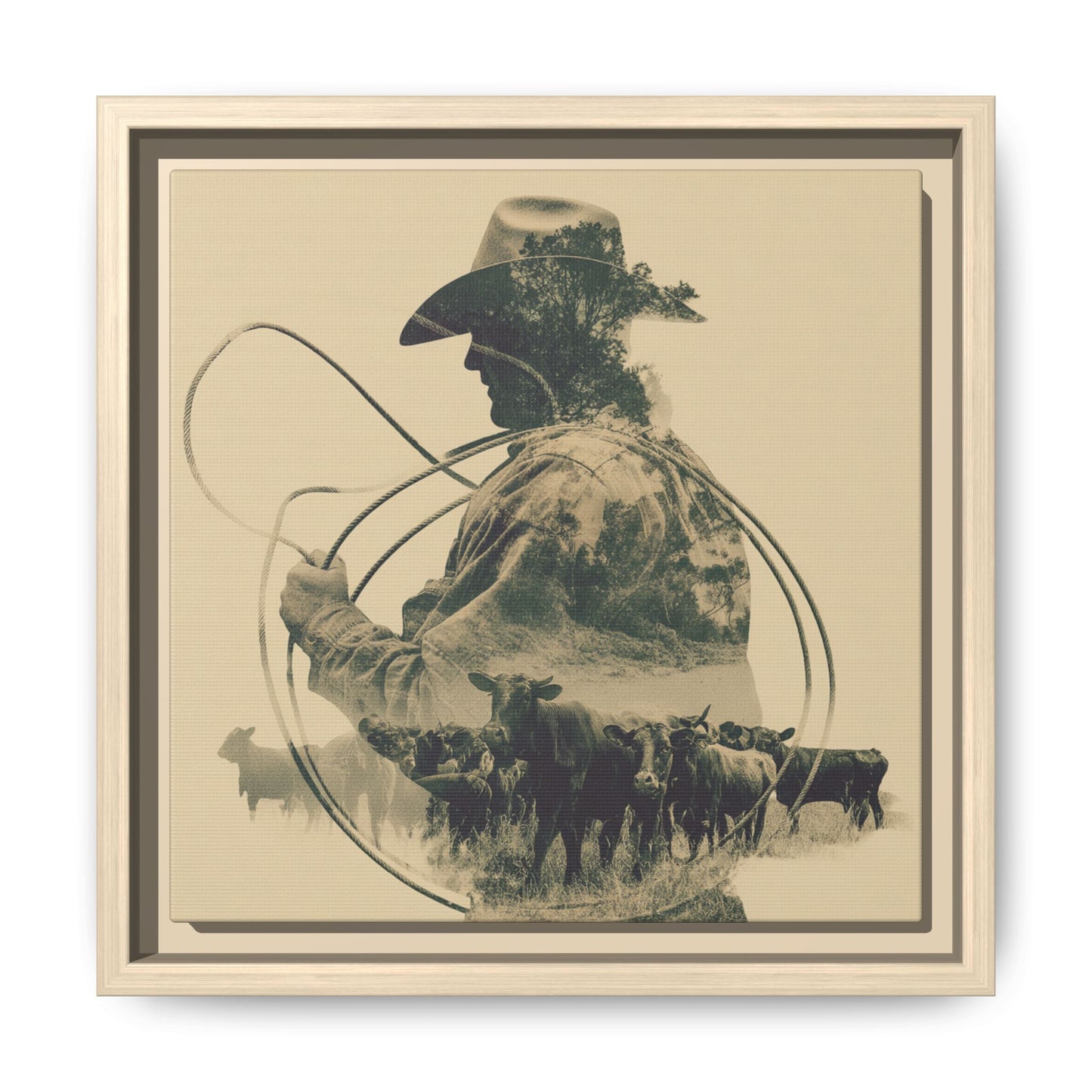 Lone Cowboy Silhouette Art - Vintage Western Charm