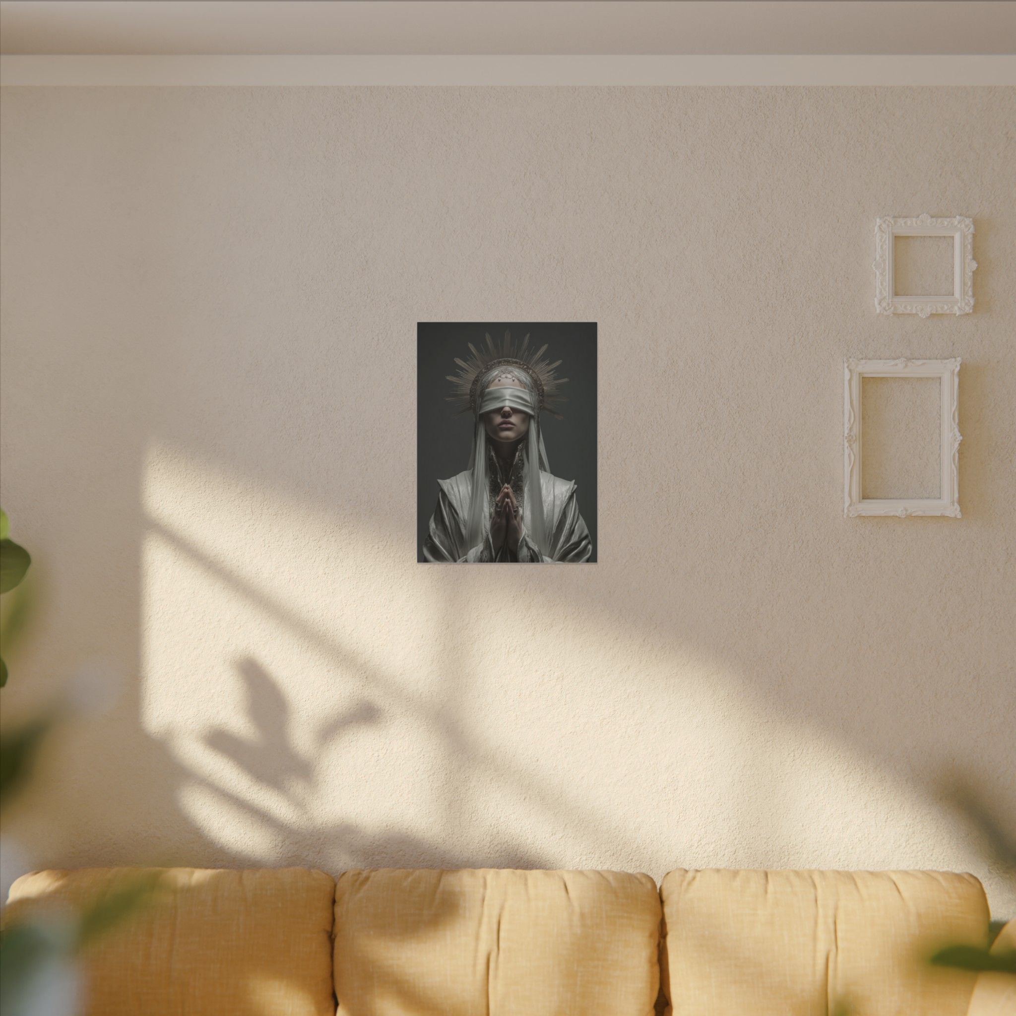 Ethereal Blindfolded Saint Art | Spiritual Home Decor