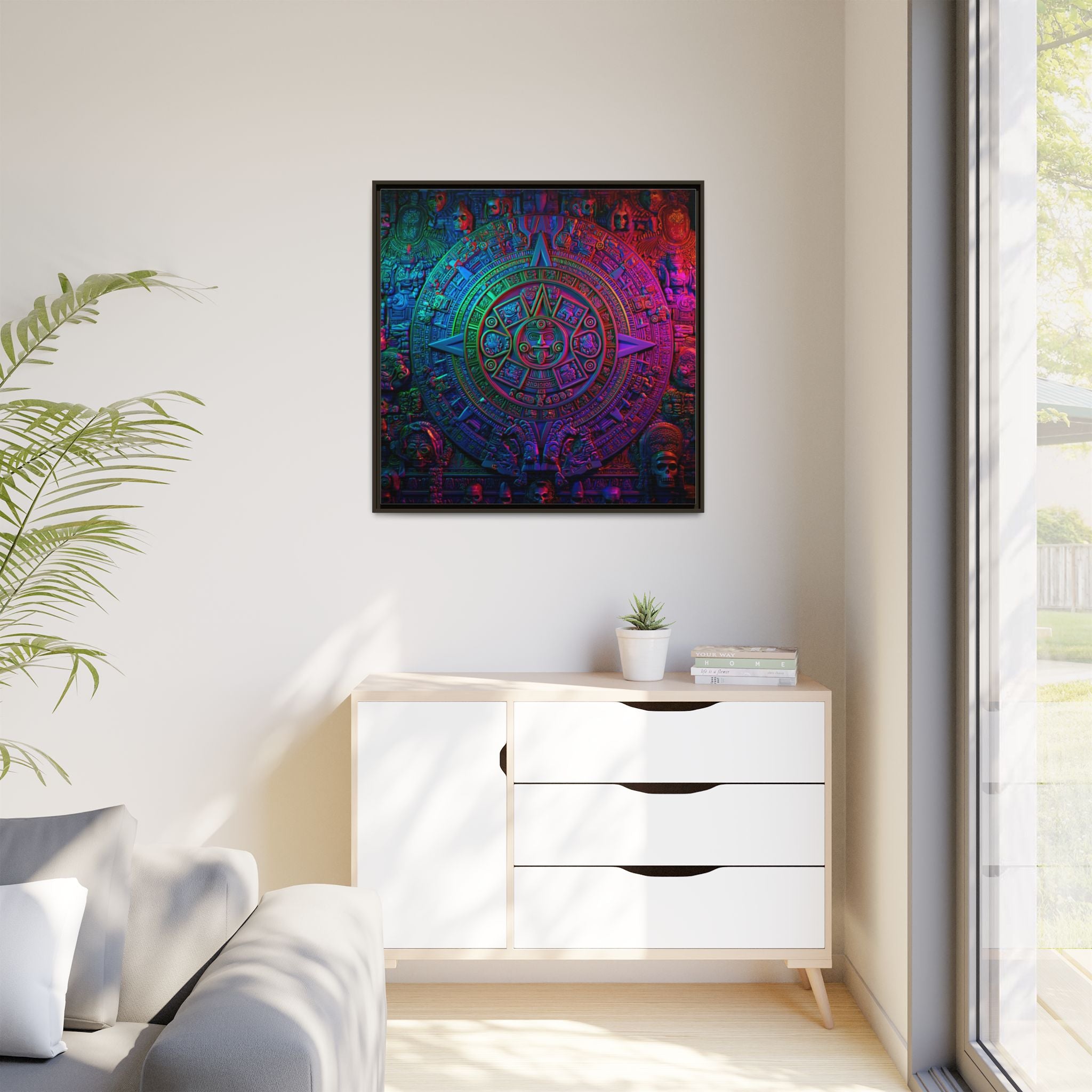 Aztec Mandala Wall Art - Colorful Cultural Decor