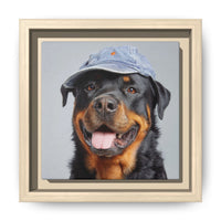 Whimsical Rottweiler Art - Denim Hat Dog Portrait