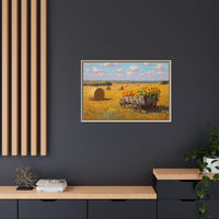Sunflower Harvest Wagon Decor | Rustic Farm Art for Home