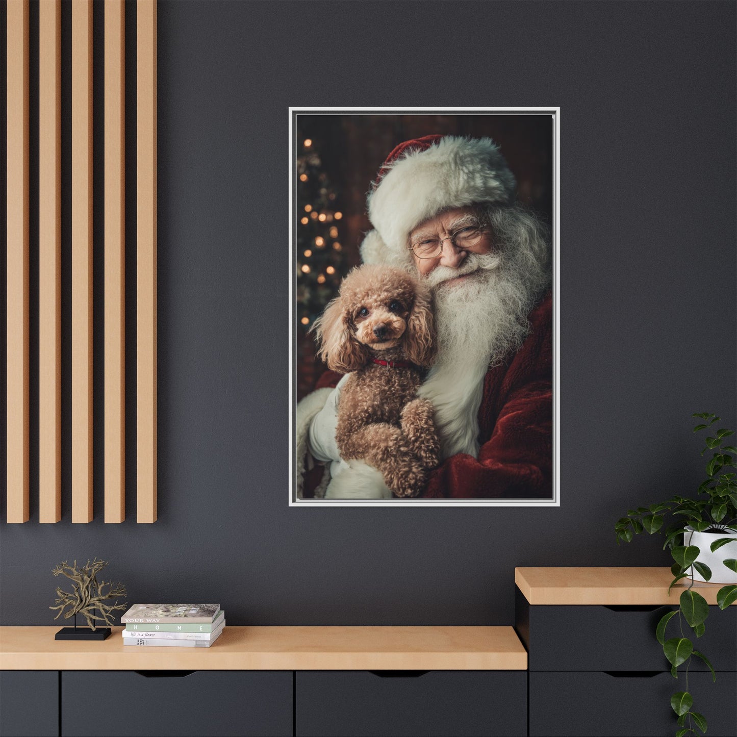Heartwarming Santa and Poodle Artwork – Holiday Home Décor
