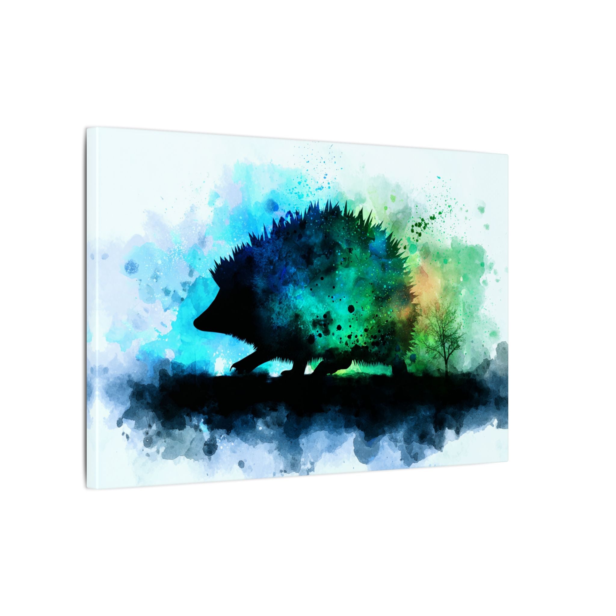 Hedgehog Silhouette Watercolor Art | Nature-Inspired Home Decor