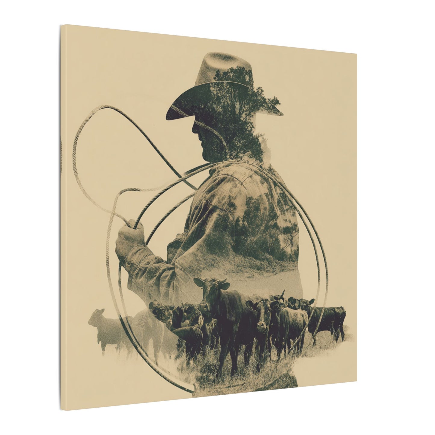 Lone Cowboy Silhouette Art - Vintage Western Charm