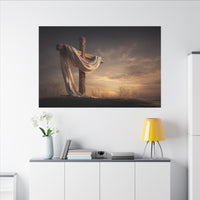 Rustic Cross Wall Art with Draped Fabric | Inspirational Decor