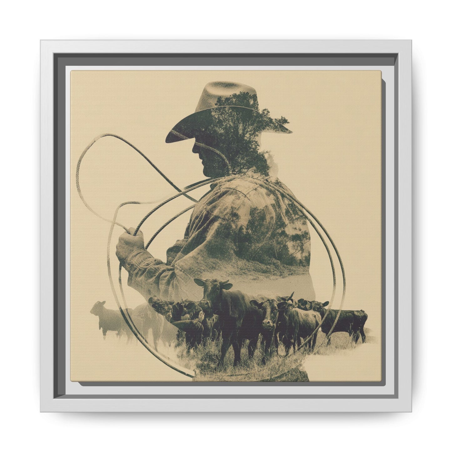 Lone Cowboy Silhouette Art - Vintage Western Charm