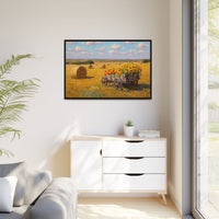 Sunflower Harvest Wagon Decor | Rustic Farm Art for Home