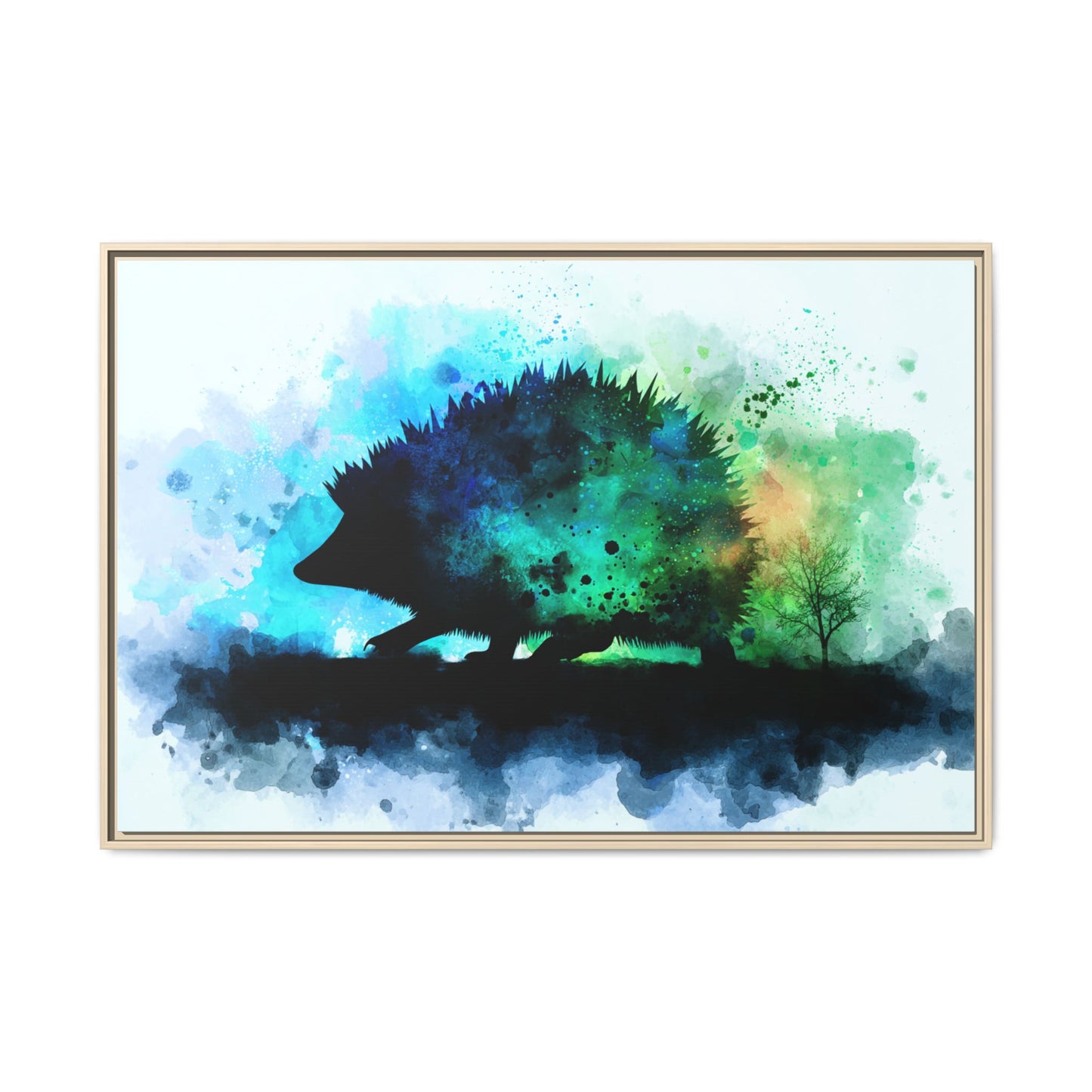 Hedgehog Silhouette Watercolor Art | Nature-Inspired Home Decor