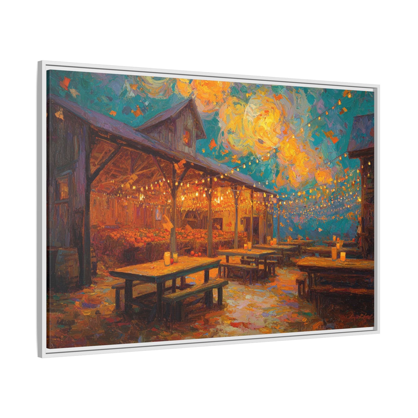 Autumn Festival Night Scene - Colorful Impressionist Art
