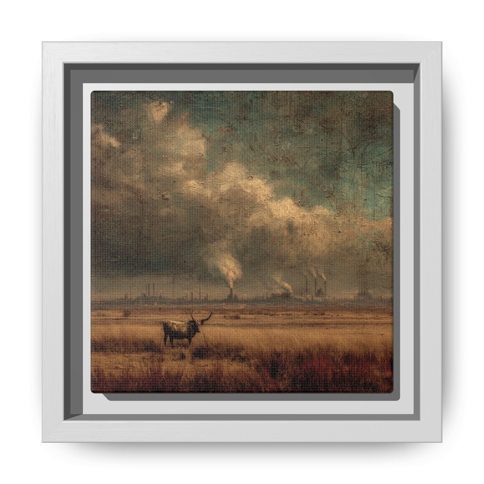 Cattle in Industrial Landscape | Vintage Style Art Print