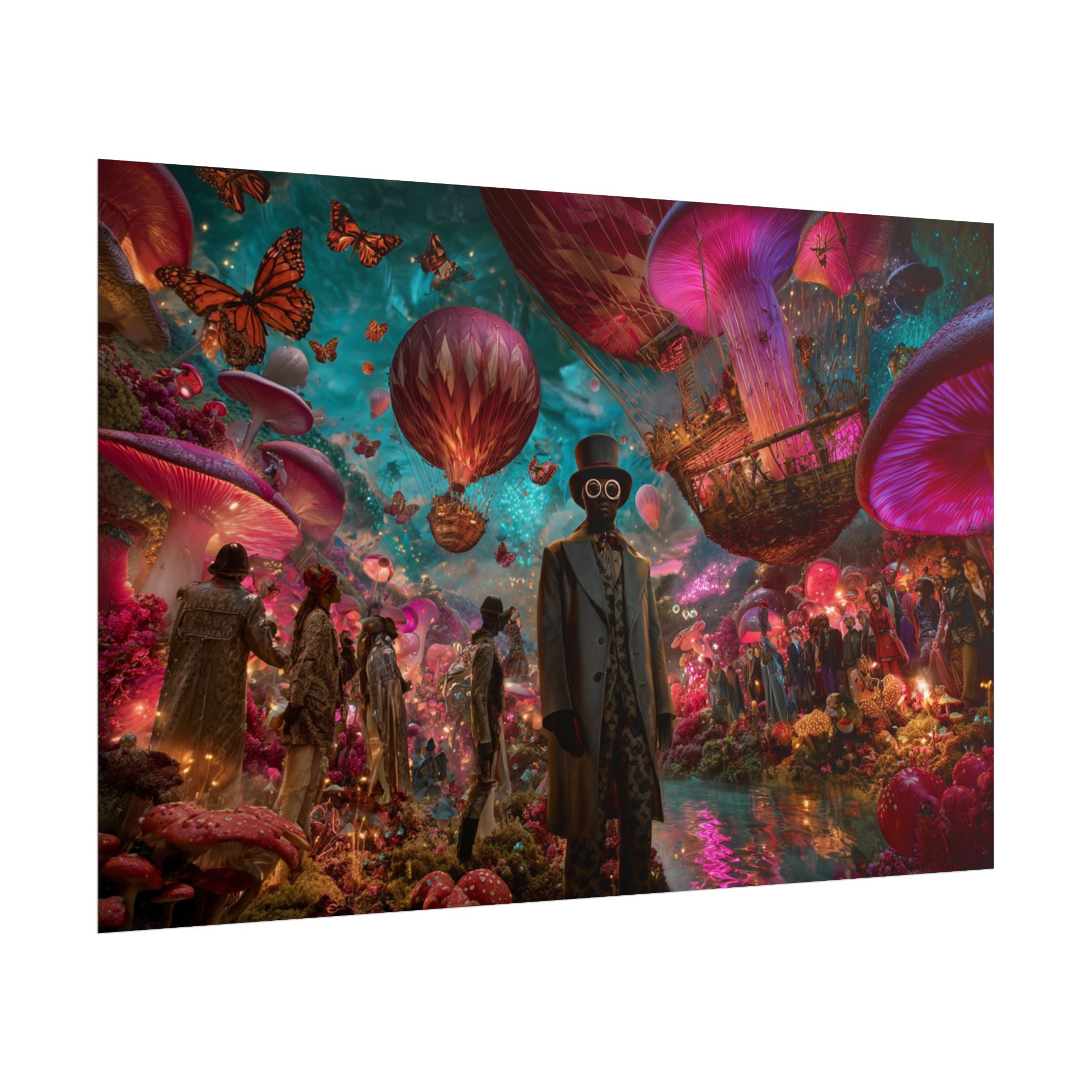 Whimsical Hot Air Balloon Fantasy Artwork | Surreal Landscape