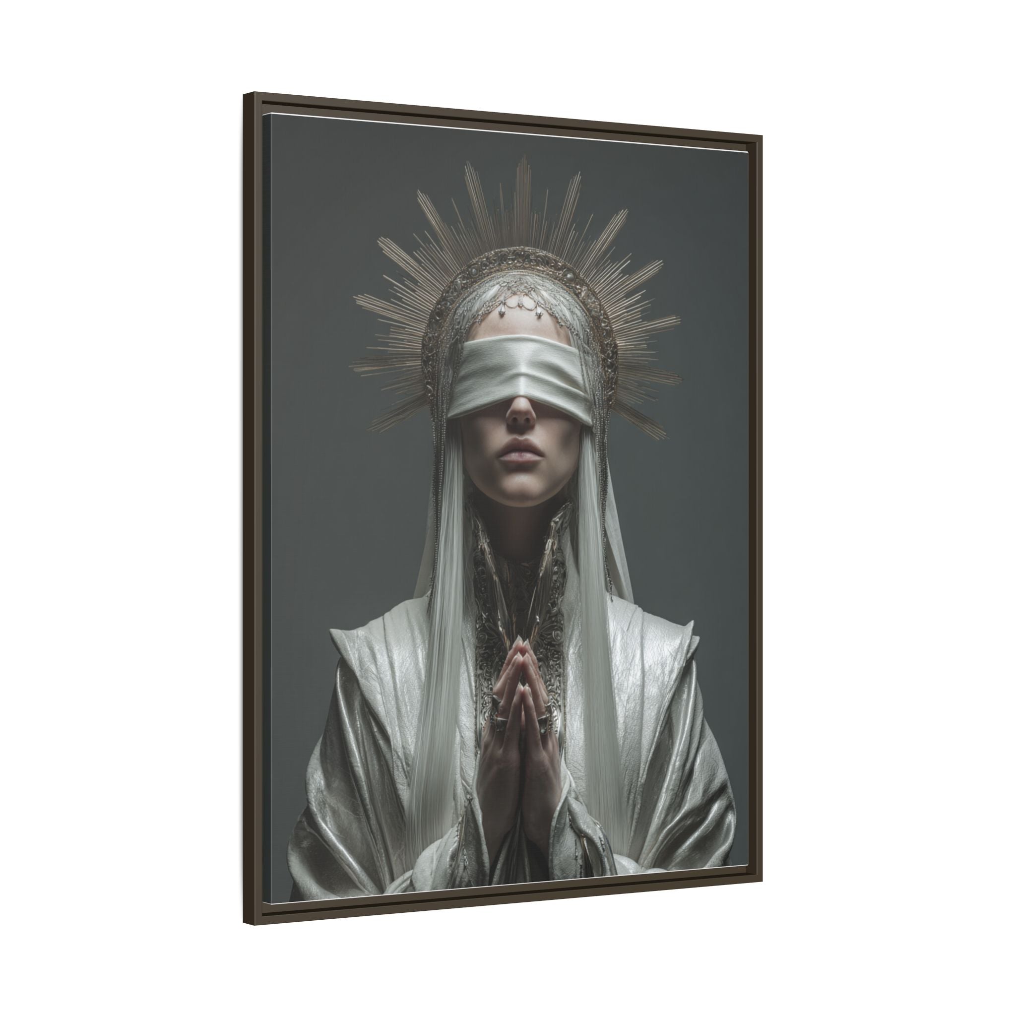Ethereal Blindfolded Saint Art | Spiritual Home Decor
