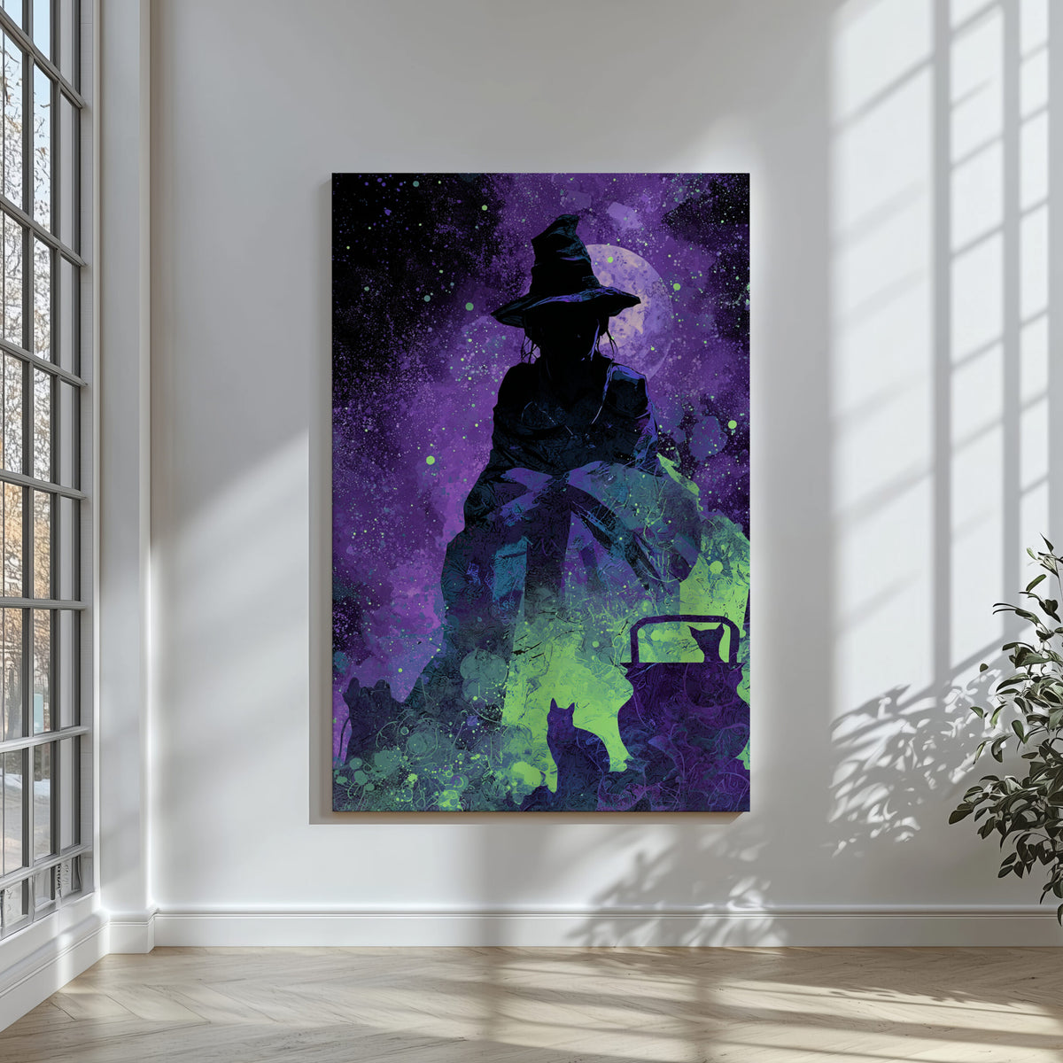 Witch Silhouette Digital Art Print – styled room view 5
