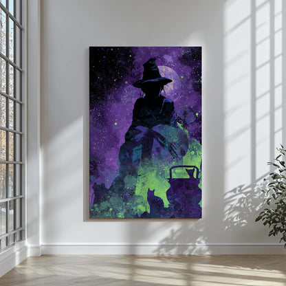 Witch Silhouette Digital Art Print – styled room view 5