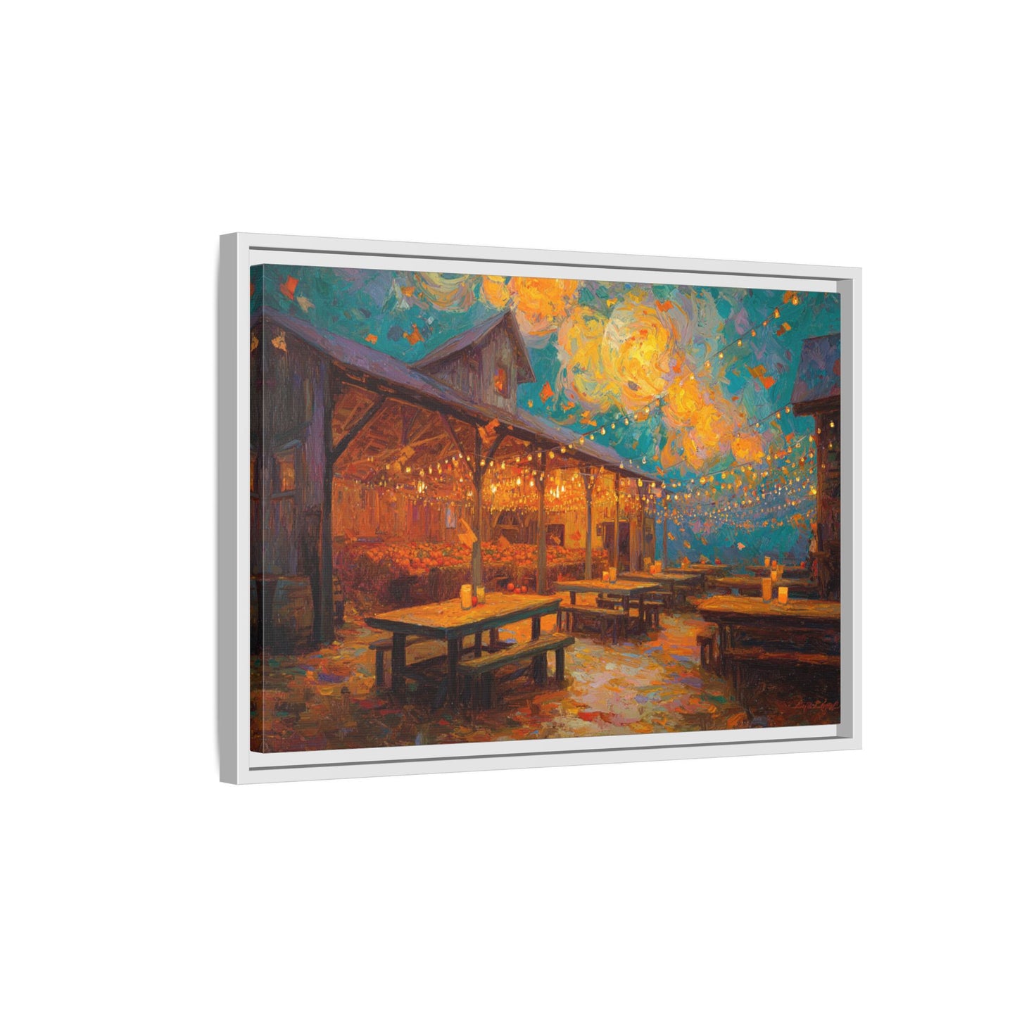 Autumn Festival Night Scene - Colorful Impressionist Art