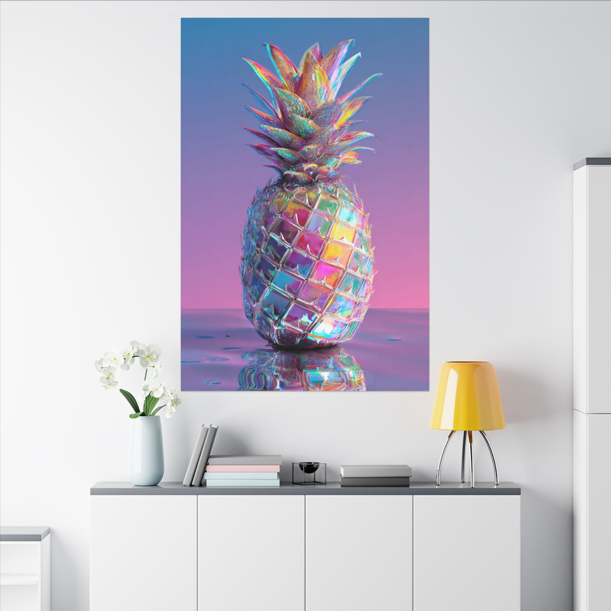 Colorful Pineapple Canvas Art | Abstract Tropical Design