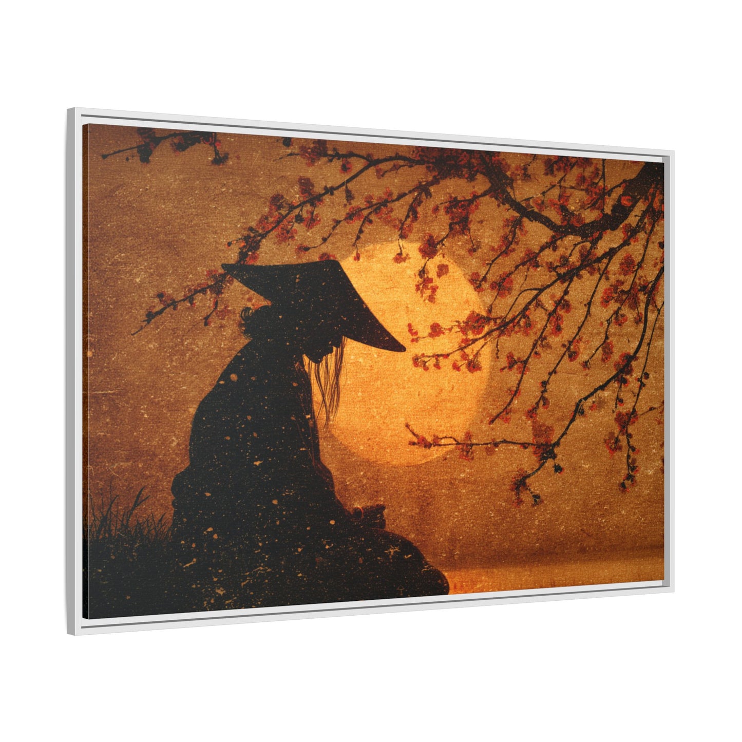 Serene Silhouette of Contemplation | Asian-Inspired Artwork