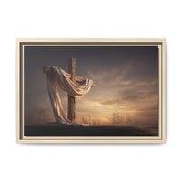 Rustic Cross Wall Art with Draped Fabric | Inspirational Decor
